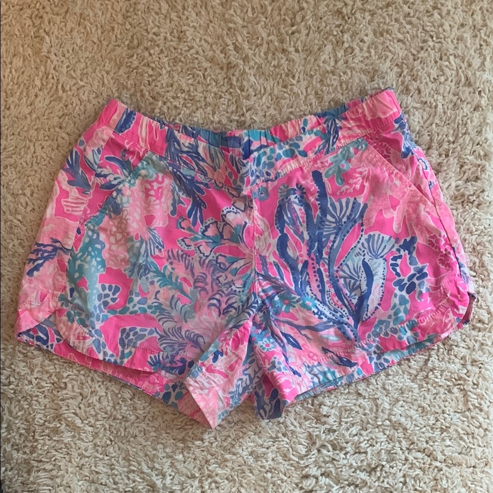 Pink and Blue floral Women’s Shorts with Tropical Print